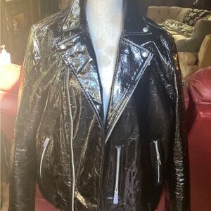 All Saints Glossy Black Leather Jacket